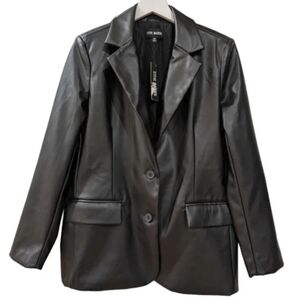 Steve Madden Black Faux Leather Boyfriend Blazer